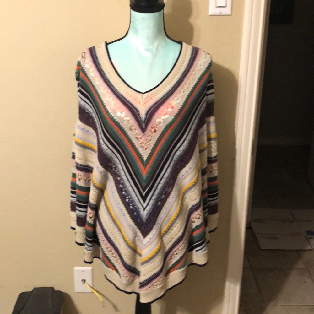 Multicolor V-Neck Women's Sweater